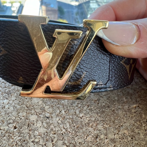 Authentic Louis Vuitton Monogram Canvas Leather Gold LV Belt reversible - Picture 8 of 9